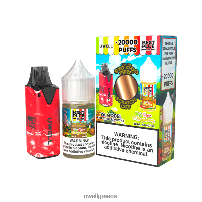 UWELL E Cigarette - 4XVT2F209 UWELL V6 συσκευή μιας χρήσης + ατμός μπαμπά 30ml χυμός - δέσμη collab clr red/flv fuji pear mangoberry 48mg