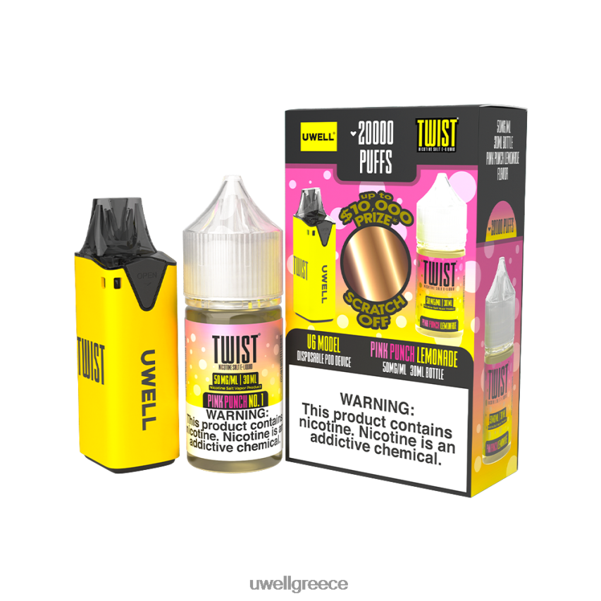 UWELL E Cigarette - 4XVT2F219 UWELL V6 συσκευή μιας χρήσης + ατμός μπαμπά 30ml χυμός - δέσμη collab clr yellow/flv pink punch lemonade 50mg