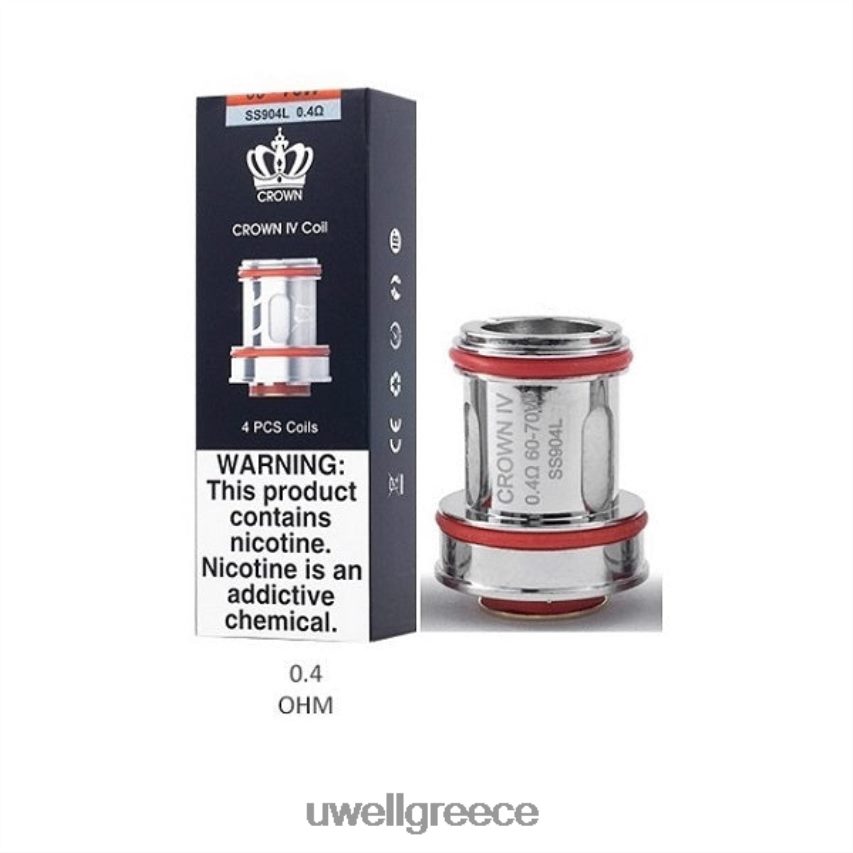 UWELL Athens - 4XVT2F183 UWELL CROWN 4 ανταλλακτικά πηνία (4-συσκευασία) διπλό πηνίο 04ohm