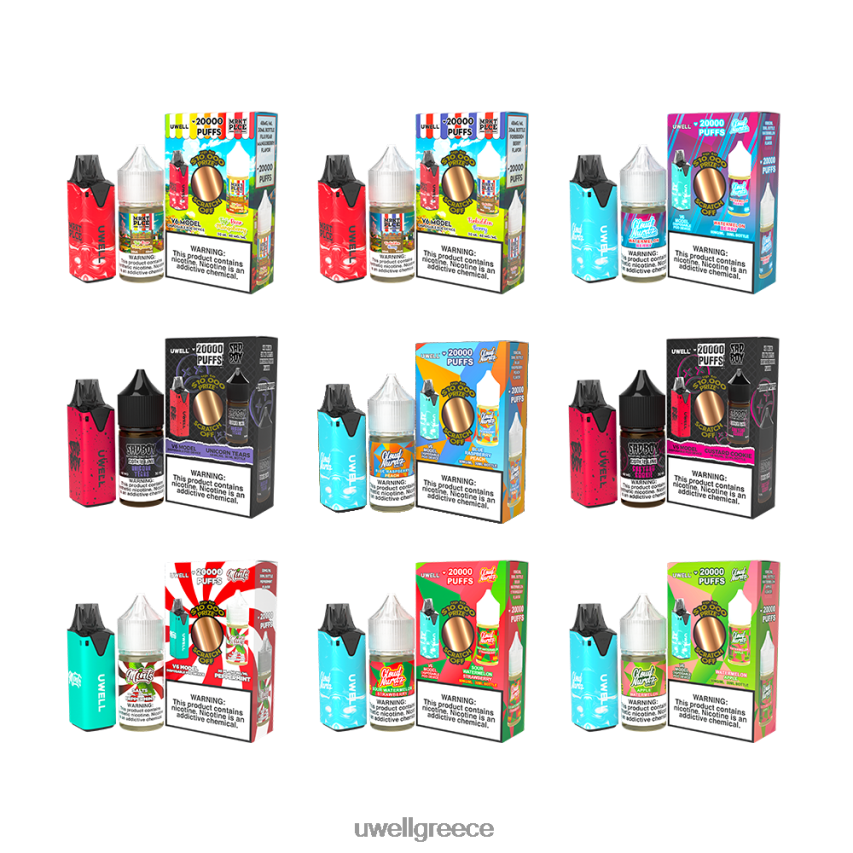 UWELL E Cigarette - 4XVT2F209 UWELL V6 συσκευή μιας χρήσης + ατμός μπαμπά 30ml χυμός - δέσμη collab clr red/flv fuji pear mangoberry 48mg