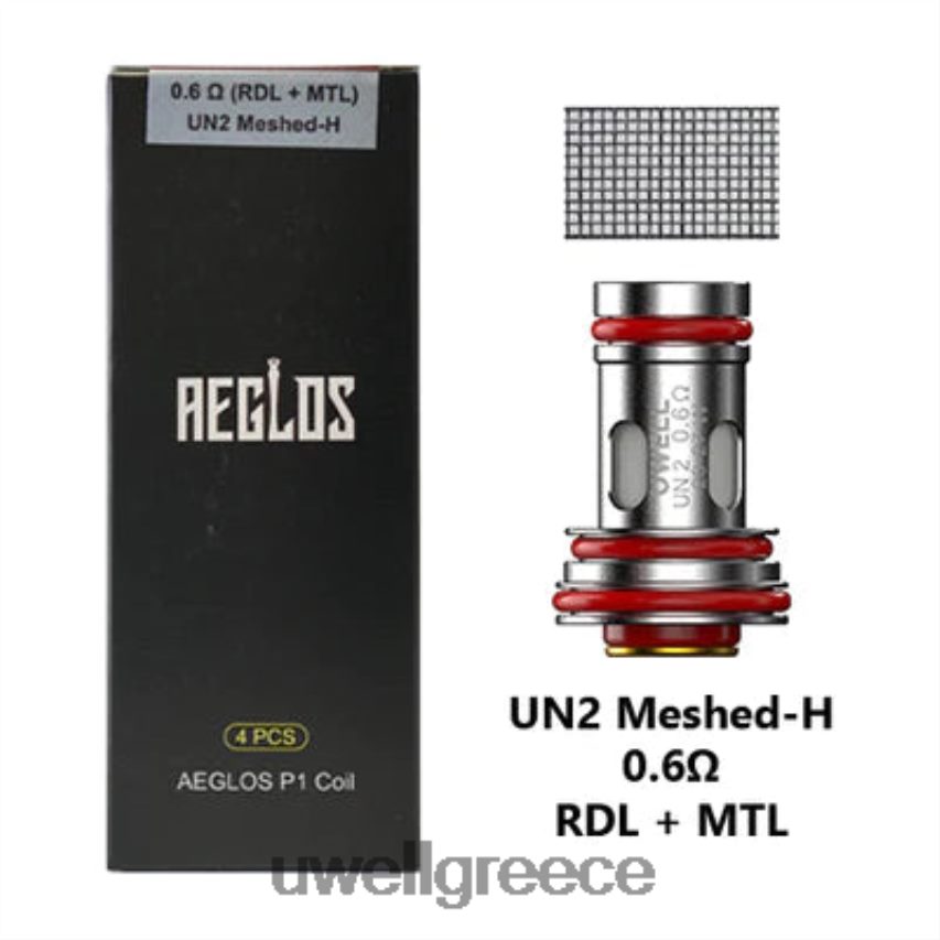 UWELL Disposable Vape - 4XVT2F270 UWELL AEGLOS πηνία | 4-συσκευασία p1 un2 meshed-h 0,6ohm
